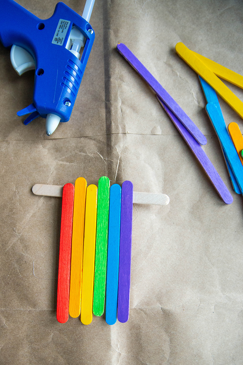 rainbow popsicle stick craft - rainbow