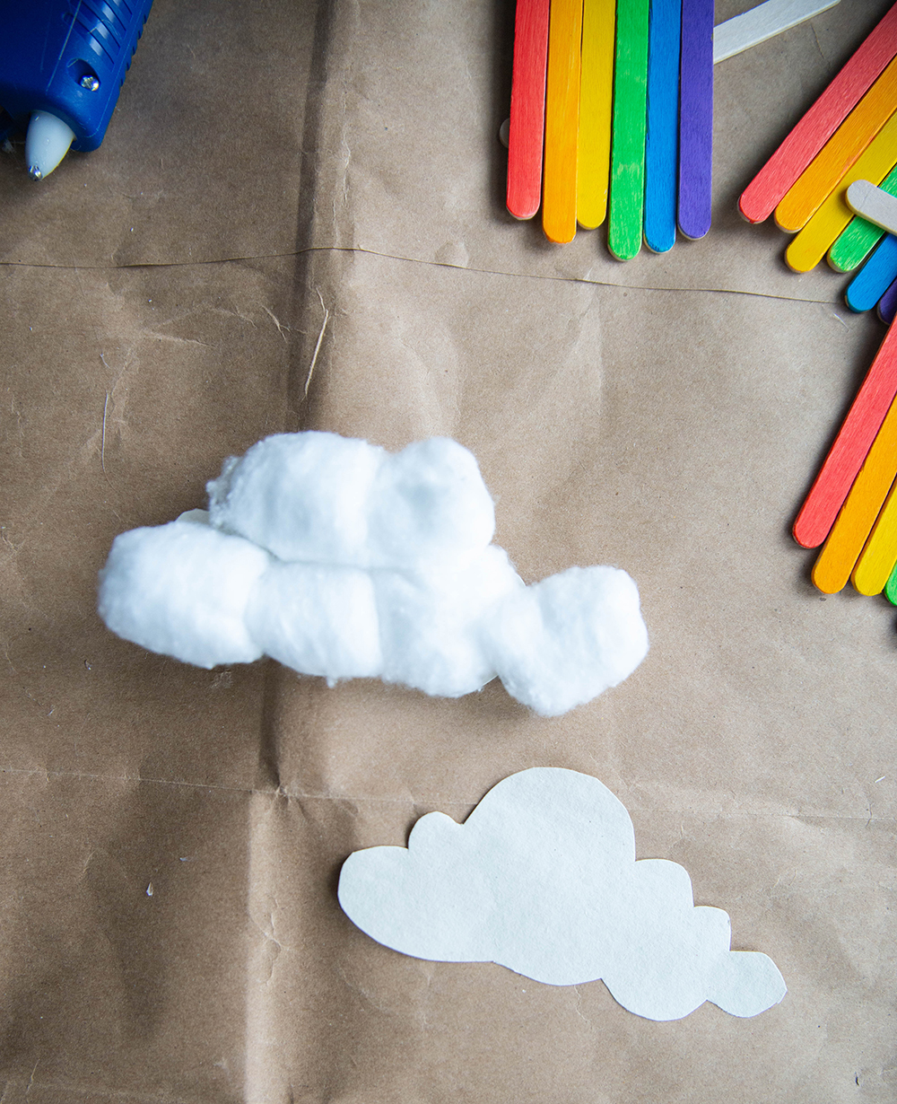 rainbow popsicle stick craft - cloud