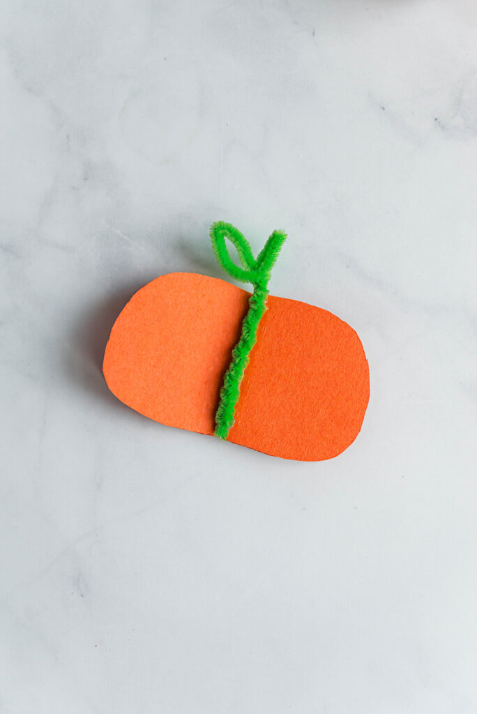 3d paper pumpkin craft - cut out and pipe cleaner
