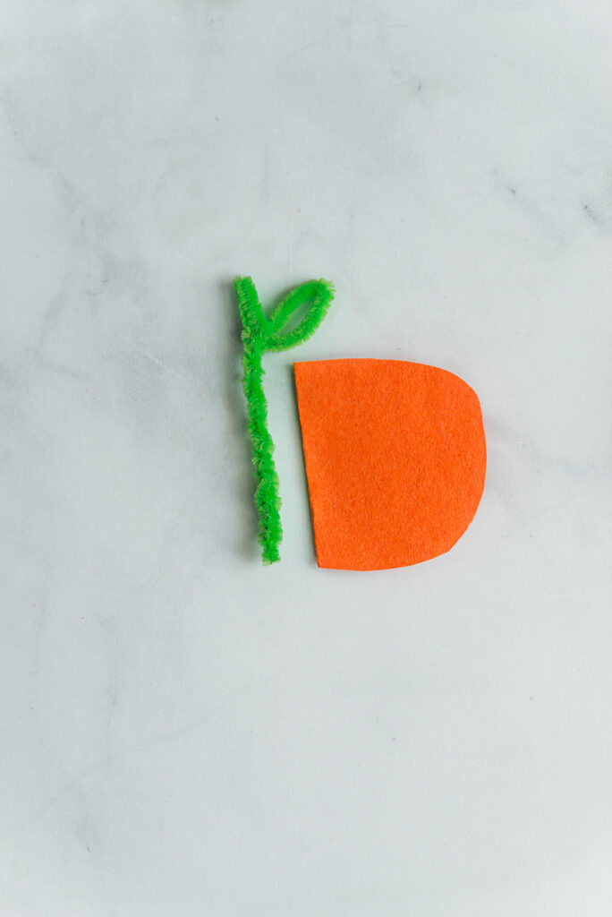 3d paper pumpkin craft - cut out and pipe cleaner